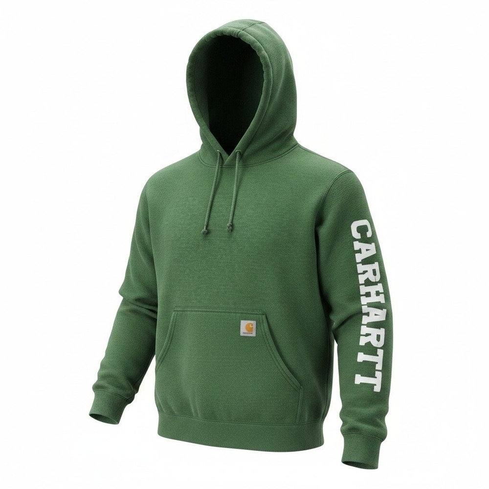 Carhartt K288 Hoodie Sweatshirt Mens S Green Loose Fit Graphic Sleeve Logo